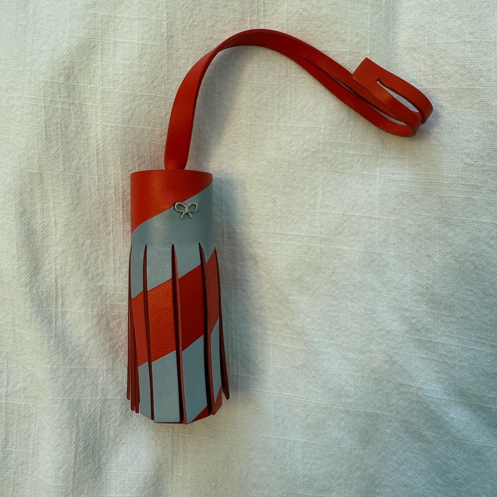 Anya Hindmarch Orange Silver (Traffic Cone) Leather Tassel Bag Charm